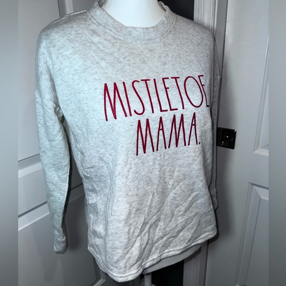 Rae Dunn Mistletoe Mama Gray Fleece Sweatshirt Super Soft Cozy - Picture 3 of 9